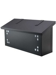 Pasadena Solid-Brass Horizontal Mailbox with Decorative Glass in Textured Black/Wispy White Glass.